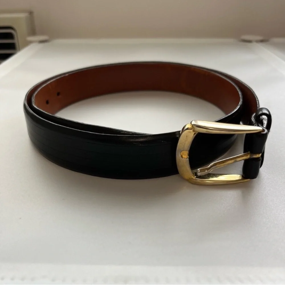 ANILINE KIPSKIN SHOULDER MENS LEATHER BLACK DRESSY BELT 36